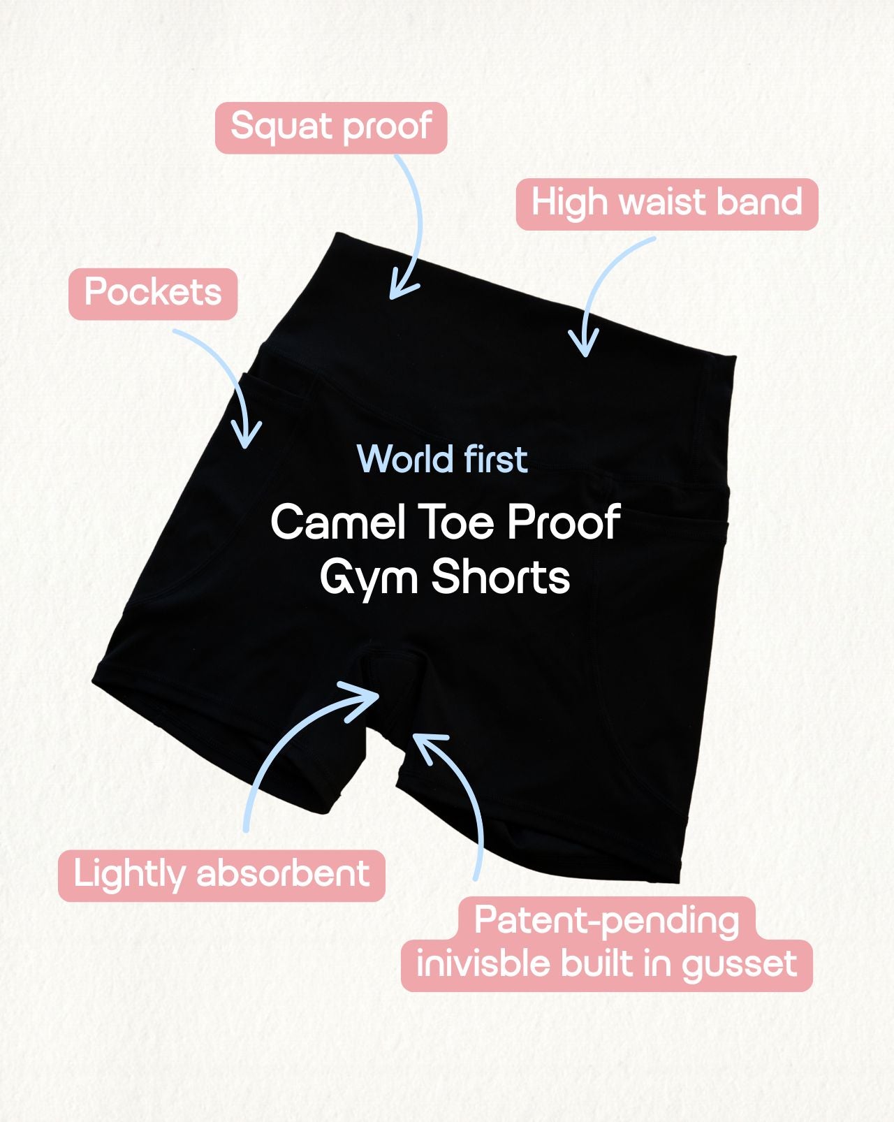 Fredgies camel toe proof gym shorts