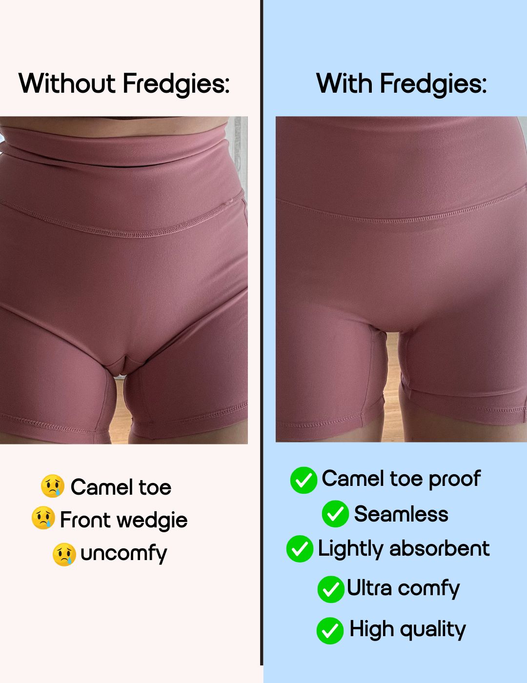 Fredgies comparison with and without Fredgies underwear