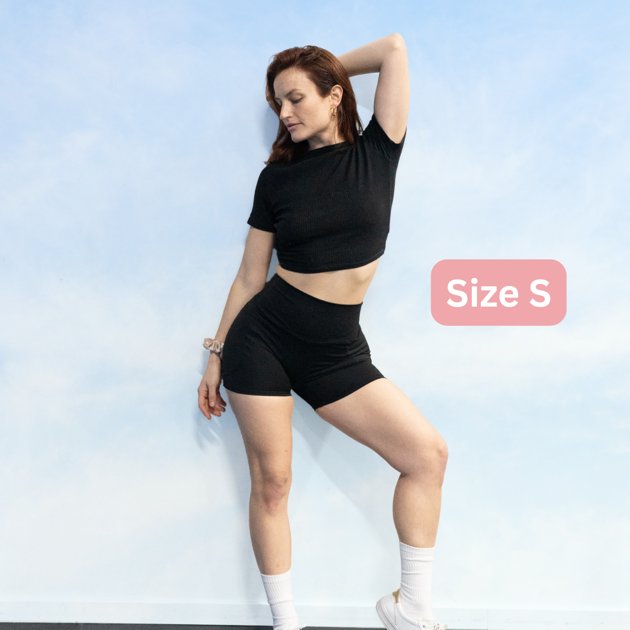 Fredgies gym shorts on size small model