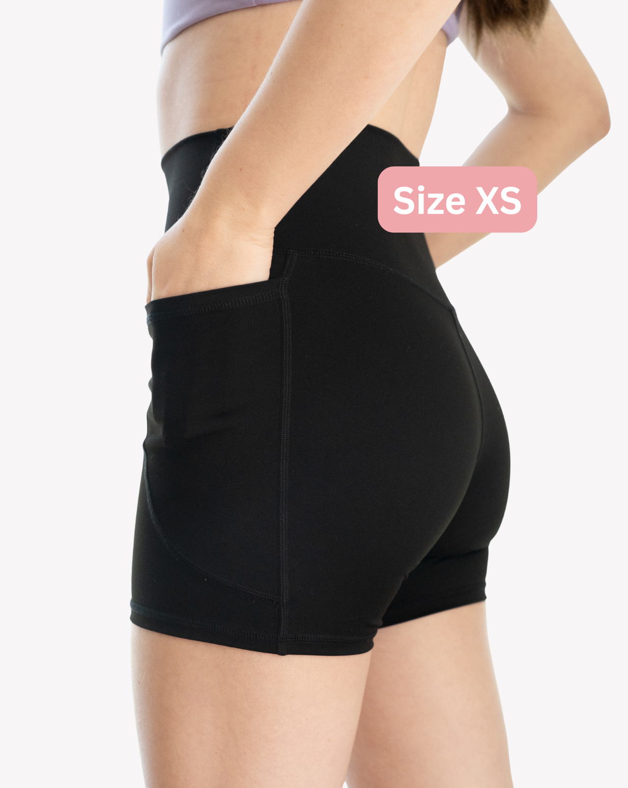 Fredgies Camel Toe Proof Gym Shorts showing pockets on model