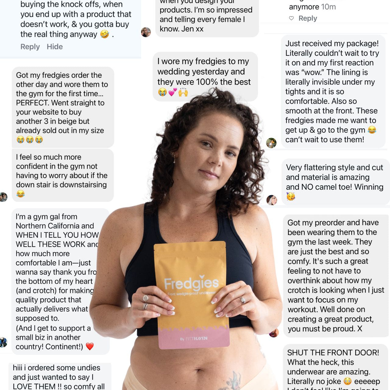 Fredgies positive reviews with person in front of them