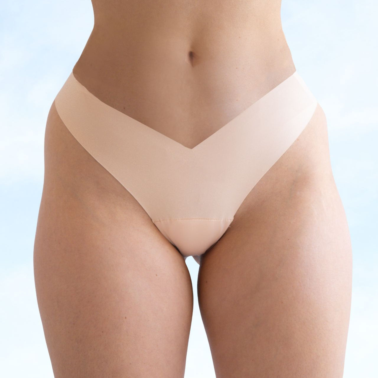 V-waist Fredgies on a model close up