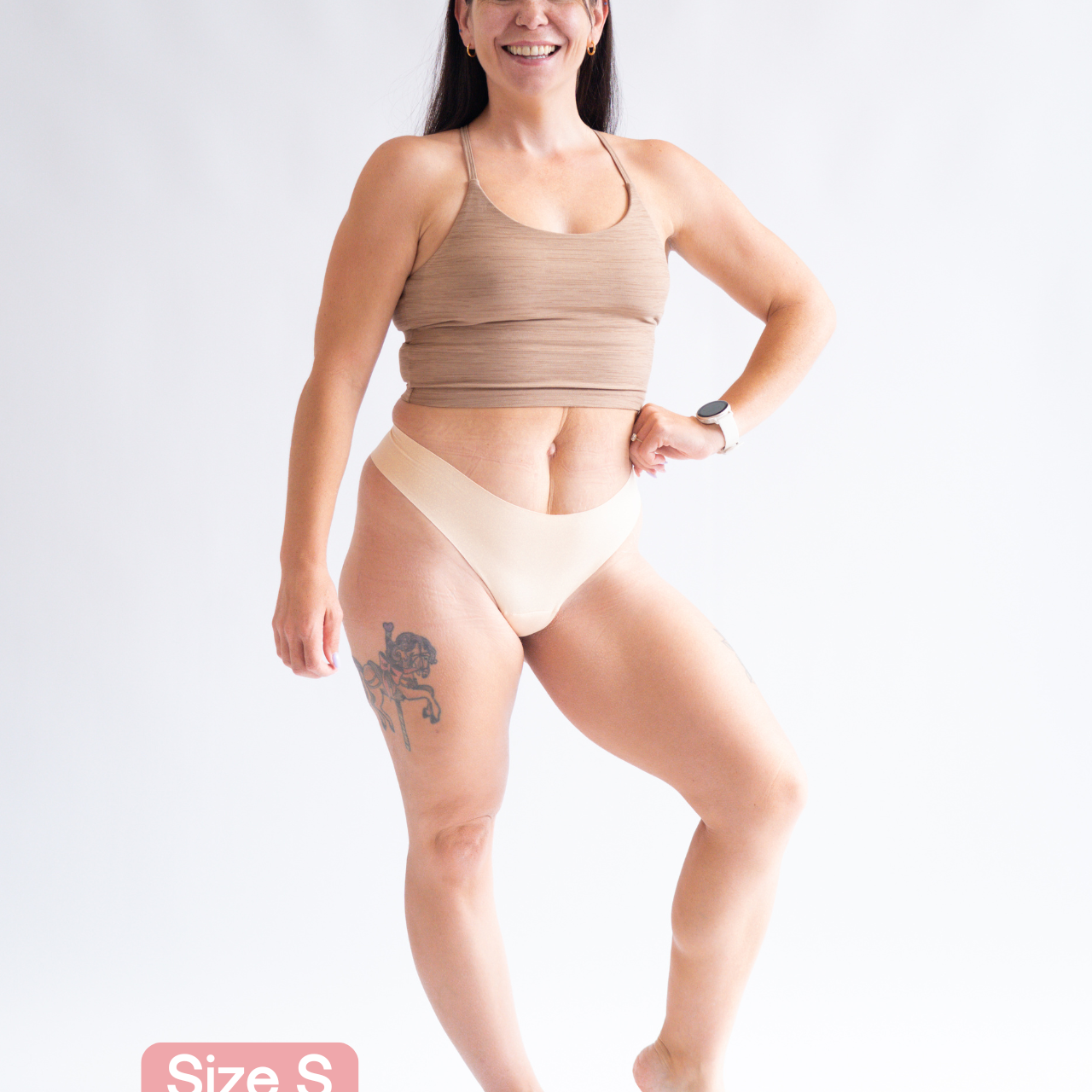 Woman modelling beige Fredgies