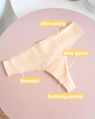 Beige Fredgies thong on a table